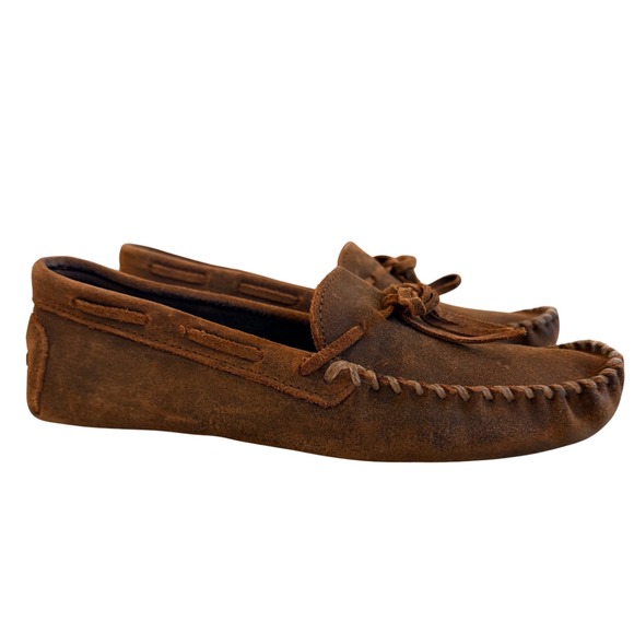 Minnetonka Other - Minnetonka Mens Brown Suede Driving Moccasins Loafers Pebbled Sole Brown 10.5